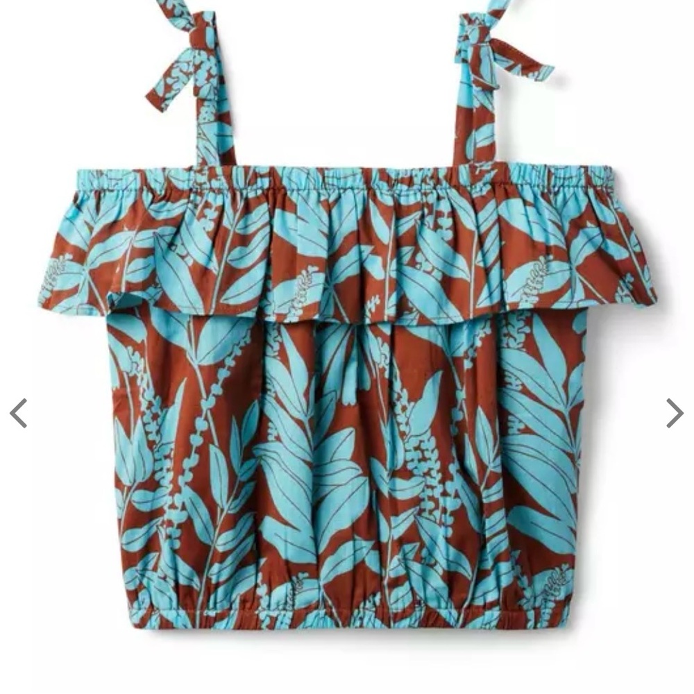 Janie and Jack Teal and Brown Leaf Print Jumpsuit